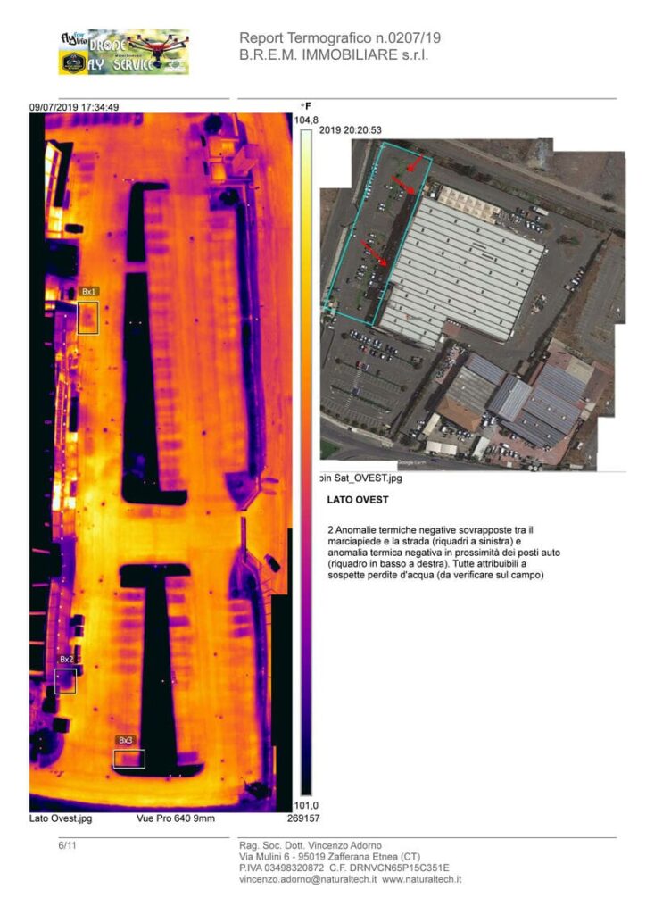 AEROTERMOGRAFIA PAVIMENTAZ. STRADALE EDIFICIO COMMERCIALE CT